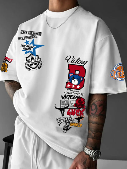 Camiseta extragrande con estampado elegante para hombre