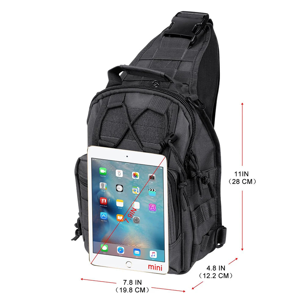 Bolso táctico para bandolera, bolso de hombro para exteriores con diseño Molle y mochila táctica impermeable para hombres