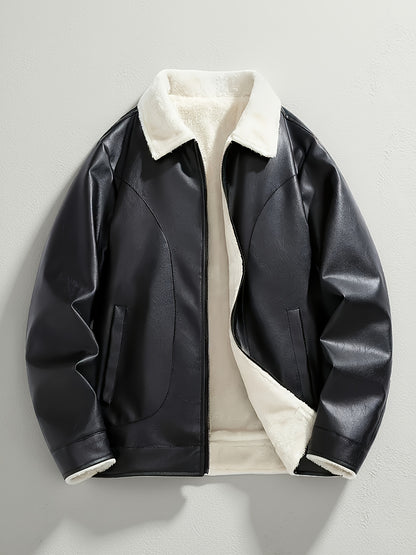Chaqueta Casual para Hombre con Forro Polar - Abrigo de Poliéster con Cremallera