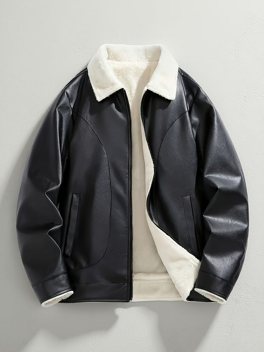 Chaqueta Casual para Hombre con Forro Polar - Abrigo de Poliéster con Cremallera