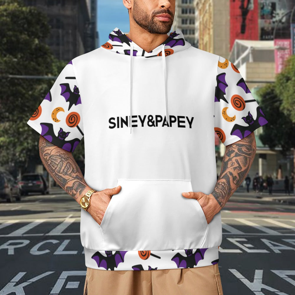 Sudadera con capucha y manga corta de tendencia