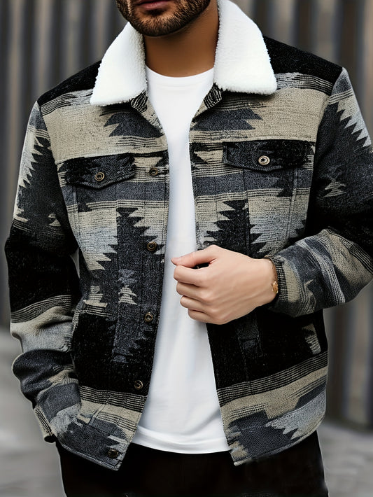 Chaqueta de invierno para hombre - Chaqueta de clima frío con forro de felpa y cierre frontal con botones