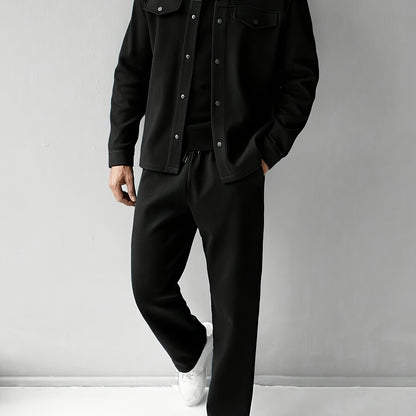 Traje Deportivo Casual para Hombre - Camiseta de Manga Larga y Pantalones con Bolsillos