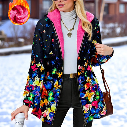 Chaqueta de Invierno Elegante para Mujer con Estampado de Mariposas