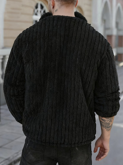 Chaqueta de Invierno para Hombre al Estilo Pana con Forro Teddy Bear - Cuello y Cierre Frontal a Botones