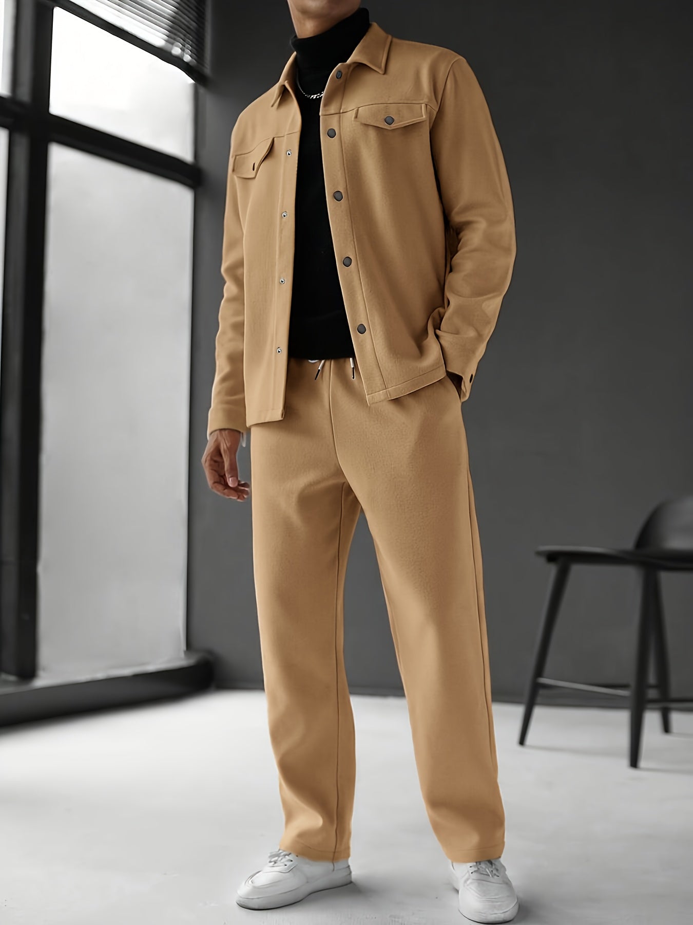 Traje Deportivo Casual para Hombre - Camiseta de Manga Larga y Pantalones con Bolsillos